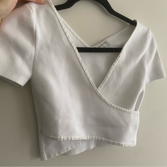 Aritzia White Wrap Crop Top - Picture 5 of 10